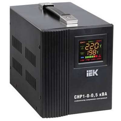 Стабилизатор напряжения однофазный 500 ВА Uвх=(140-270 В), точность +-8% переносной релейный IEK СНР1-0-0,5 кВА
